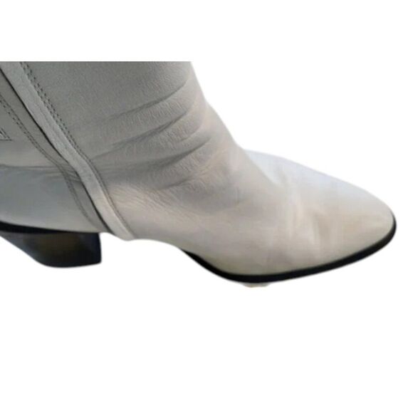 Alexander Wang Size 39.5 / US 9 Anna White Leather Bootie Block Heel with metal - Picture 11 of 16